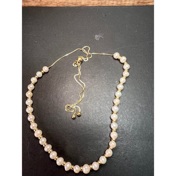 Cultured pearl and gold over sterling silver 26 inch bolo necklace - Picture 8 of 11